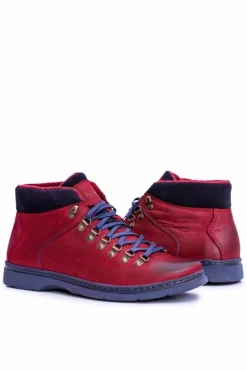 Best Neex Bordowe Skórzane Męskie Ocieplane Botki Trzewiki Timmo Męskie Botki Męskie