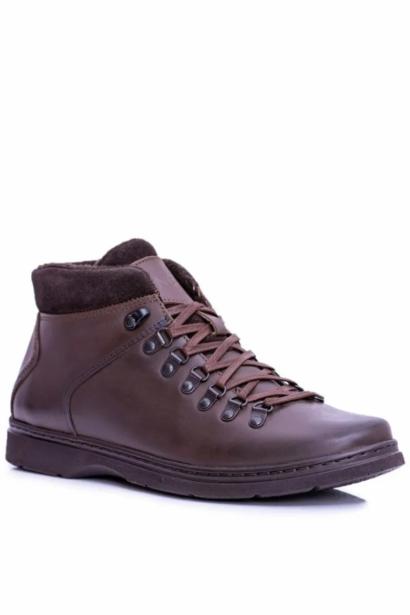 Online Boto Neex Brązowe Skórzane Męskie Ocieplane Botki Trzewiki Timmo