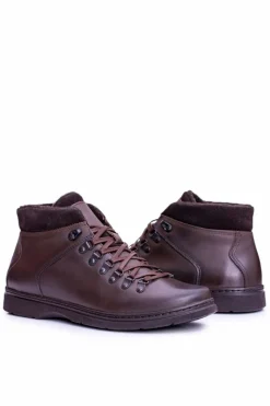 Online Boto Neex Brązowe Skórzane Męskie Ocieplane Botki Trzewiki Timmo