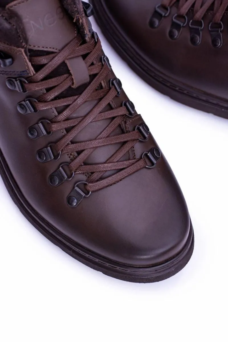 Online Boto Neex Brązowe Skórzane Męskie Ocieplane Botki Trzewiki Timmo