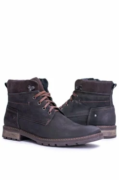 Online Boto Neex Czarne Skórzane Ocieplane Męskie Botki Kobe