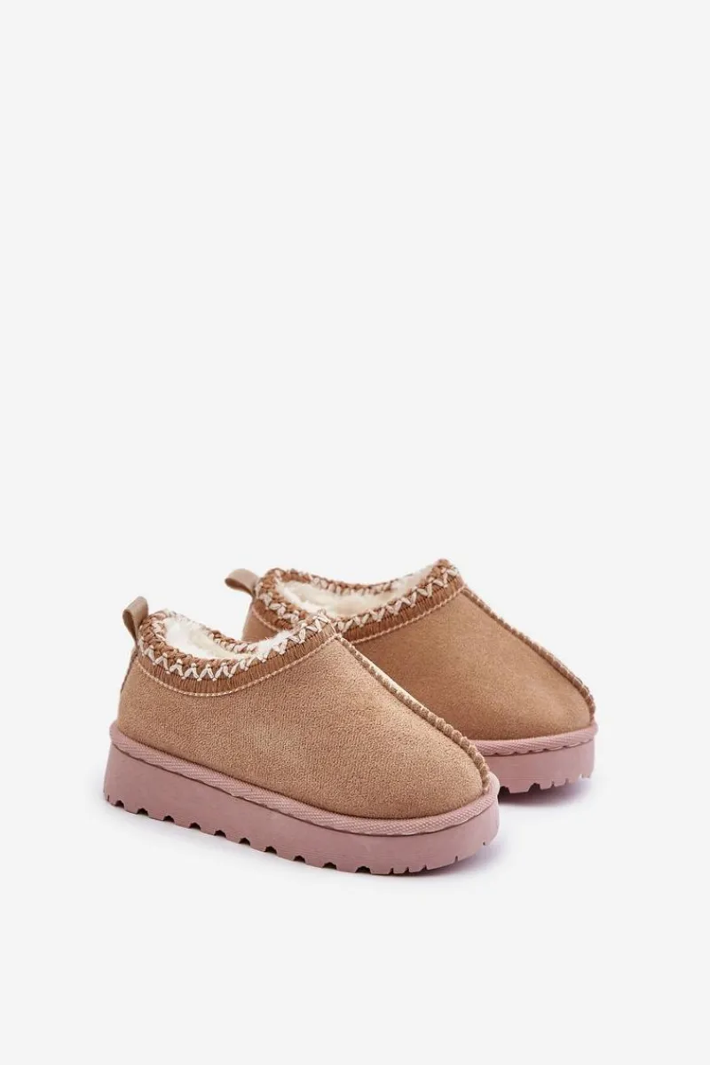 Dziewczęce|Dziewczęce>Boto Śniegowce Botki Dziecięce Na Platformie Ocieplane Futerkiem Beżowe Vilabria