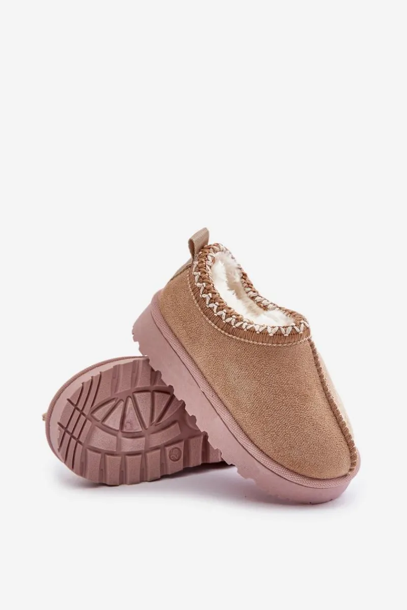 Dziewczęce|Dziewczęce>Boto Śniegowce Botki Dziecięce Na Platformie Ocieplane Futerkiem Beżowe Vilabria