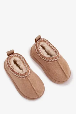 Outlet Boto Śniegowce Botki Dziecięce Na Platformie Ocieplane Futerkiem Beżowe Vilabria