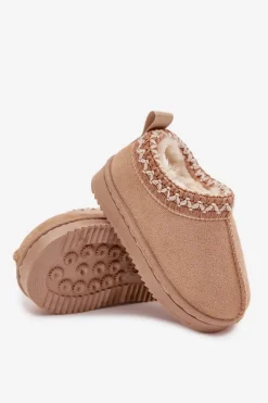 Outlet Boto Śniegowce Botki Dziecięce Na Platformie Ocieplane Futerkiem Beżowe Vilabria