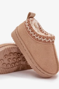 Outlet Boto Śniegowce Botki Dziecięce Na Platformie Ocieplane Futerkiem Beżowe Vilabria