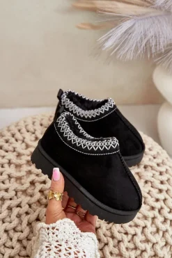 Best Śniegowce Botki Dziecięce Na Platformie Ocieplane Futerkiem Czarne Vilabria Dzieci Dziewczęce|Dziewczęce