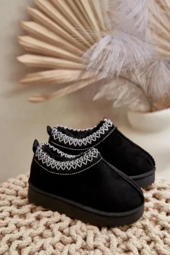 Best Śniegowce Botki Dziecięce Na Platformie Ocieplane Futerkiem Czarne Vilabria Dzieci Dziewczęce|Dziewczęce
