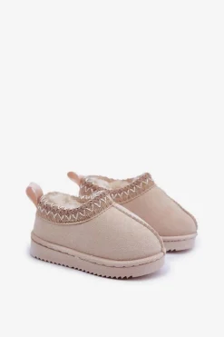 Online Boto Śniegowce Botki Dziecięce Na Platformie Ocieplane Futerkiem Jasnobeżowe Vilabria