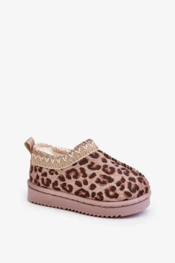 New Śniegowce Botki Dziecięce W Panterkę Na Platformie Ocieplane Futerkiem Brązowe Vilabria Dzieci Dziewczęce|Dziewczęce