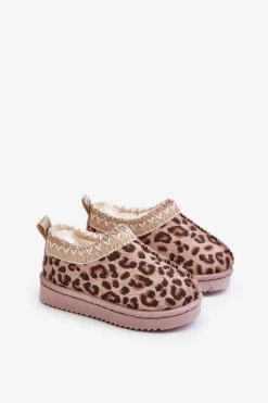 New Śniegowce Botki Dziecięce W Panterkę Na Platformie Ocieplane Futerkiem Brązowe Vilabria Dzieci Dziewczęce|Dziewczęce