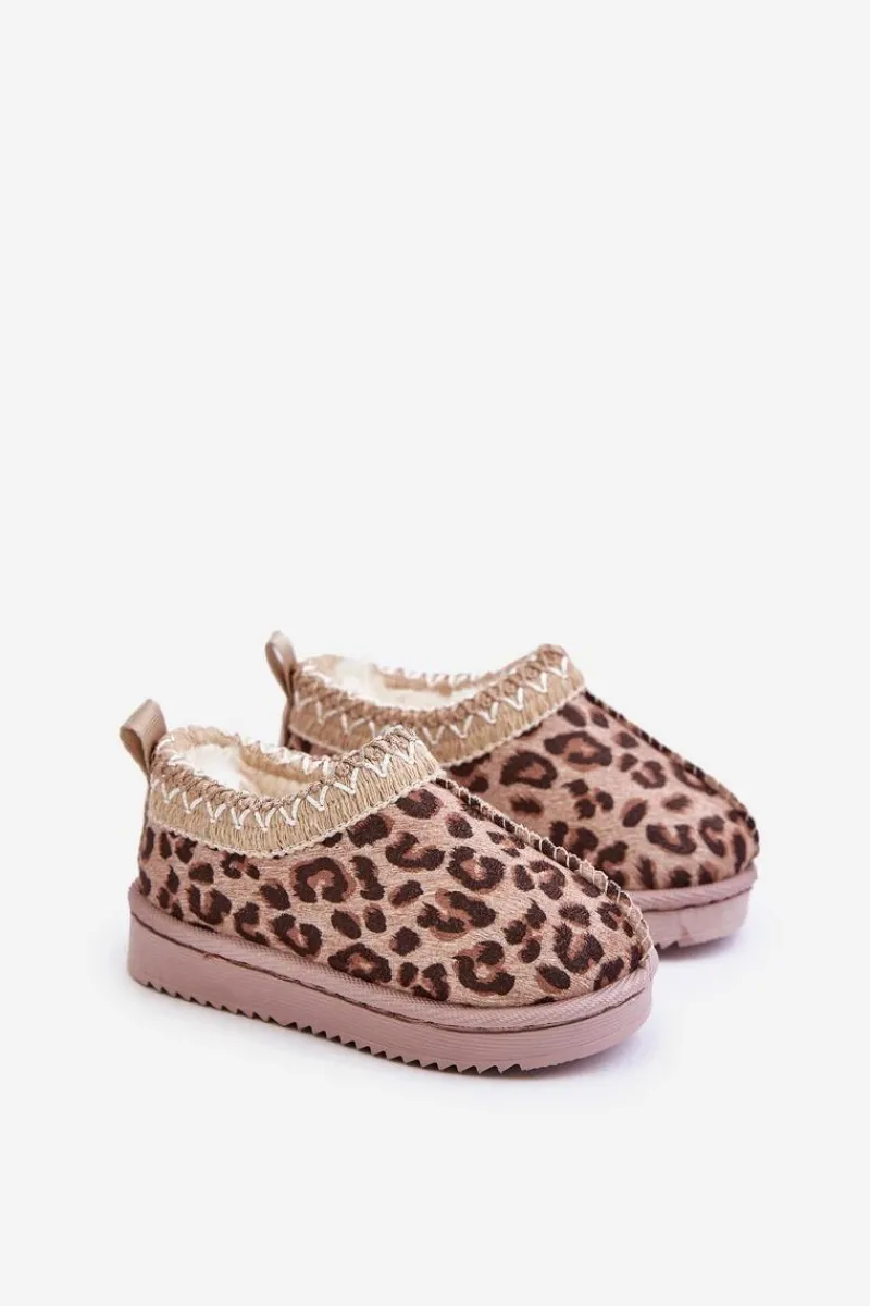 New Śniegowce Botki Dziecięce W Panterkę Na Platformie Ocieplane Futerkiem Brązowe Vilabria Dzieci Dziewczęce|Dziewczęce
