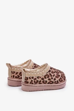 New Śniegowce Botki Dziecięce W Panterkę Na Platformie Ocieplane Futerkiem Brązowe Vilabria Dzieci Dziewczęce|Dziewczęce