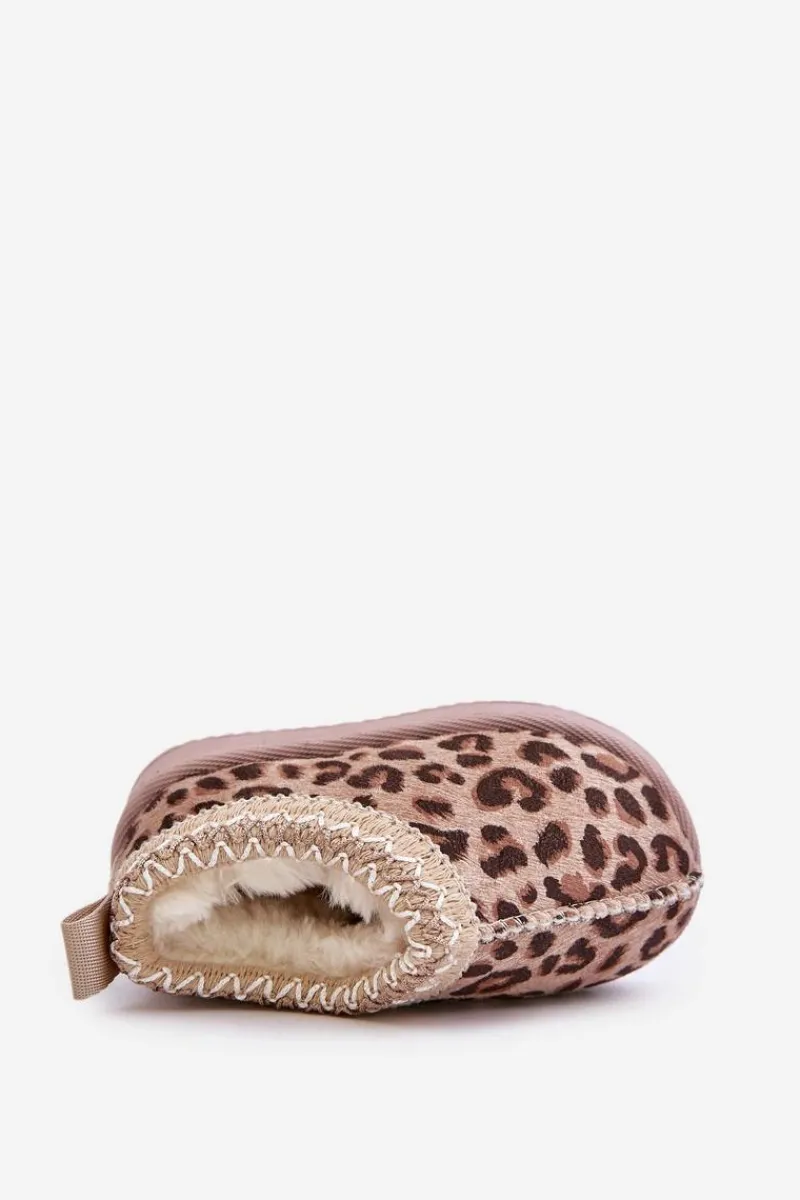 New Śniegowce Botki Dziecięce W Panterkę Na Platformie Ocieplane Futerkiem Brązowe Vilabria Dzieci Dziewczęce|Dziewczęce