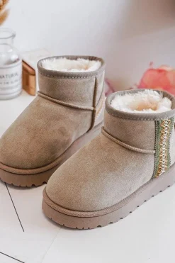 Sale Śniegowce Botki Ocieplane Dziecięce Zielone Leonora Dzieci Dziewczęce|Dziewczęce