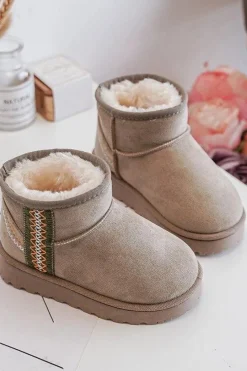 Sale Śniegowce Botki Ocieplane Dziecięce Zielone Leonora Dzieci Dziewczęce|Dziewczęce