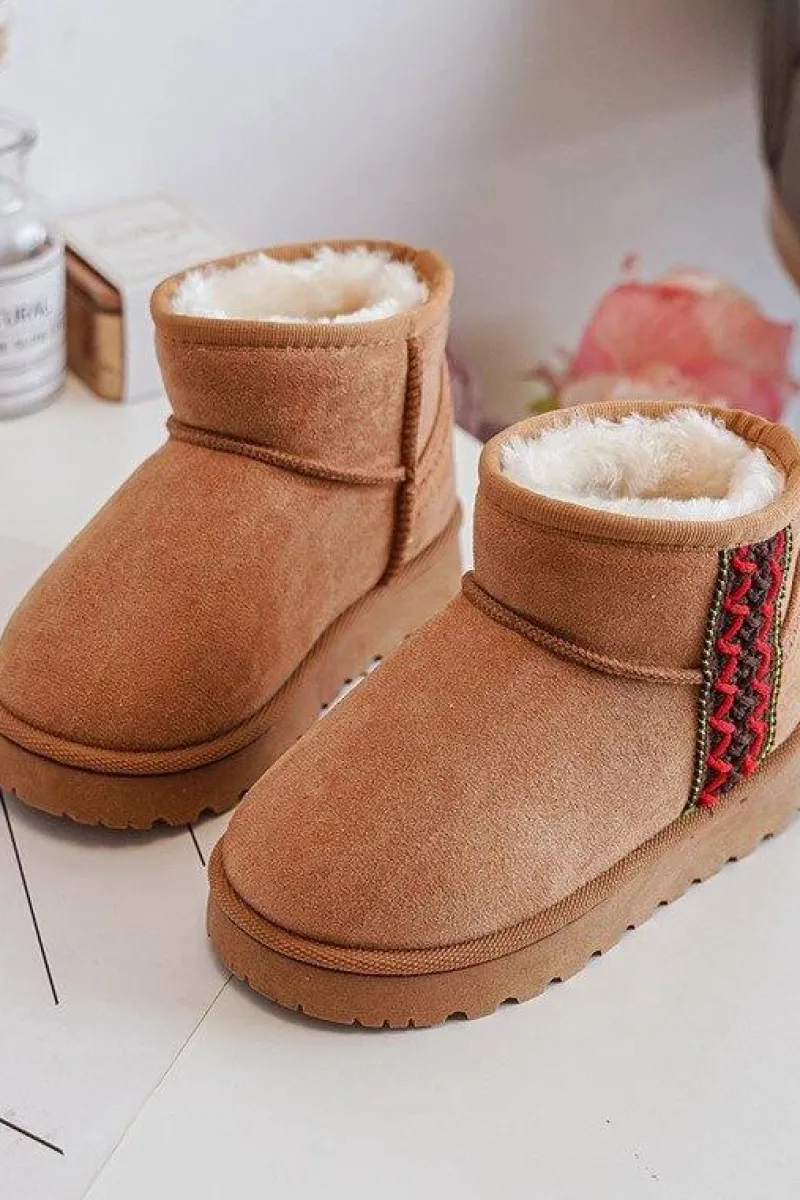 Dziewczęce|Dziewczęce>Boto Śniegowce Botki Ocieplane Dziecięce Camel Leonora Brązowy