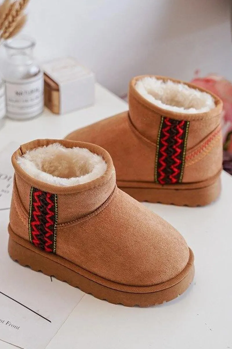 Dziewczęce|Dziewczęce>Boto Śniegowce Botki Ocieplane Dziecięce Camel Leonora Brązowy
