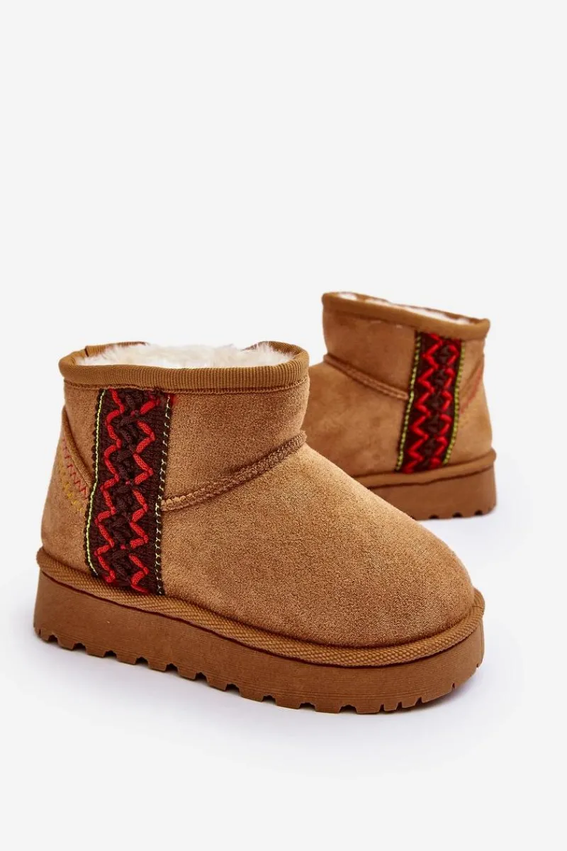 Dziewczęce|Dziewczęce>Boto Śniegowce Botki Ocieplane Dziecięce Camel Leonora Brązowy