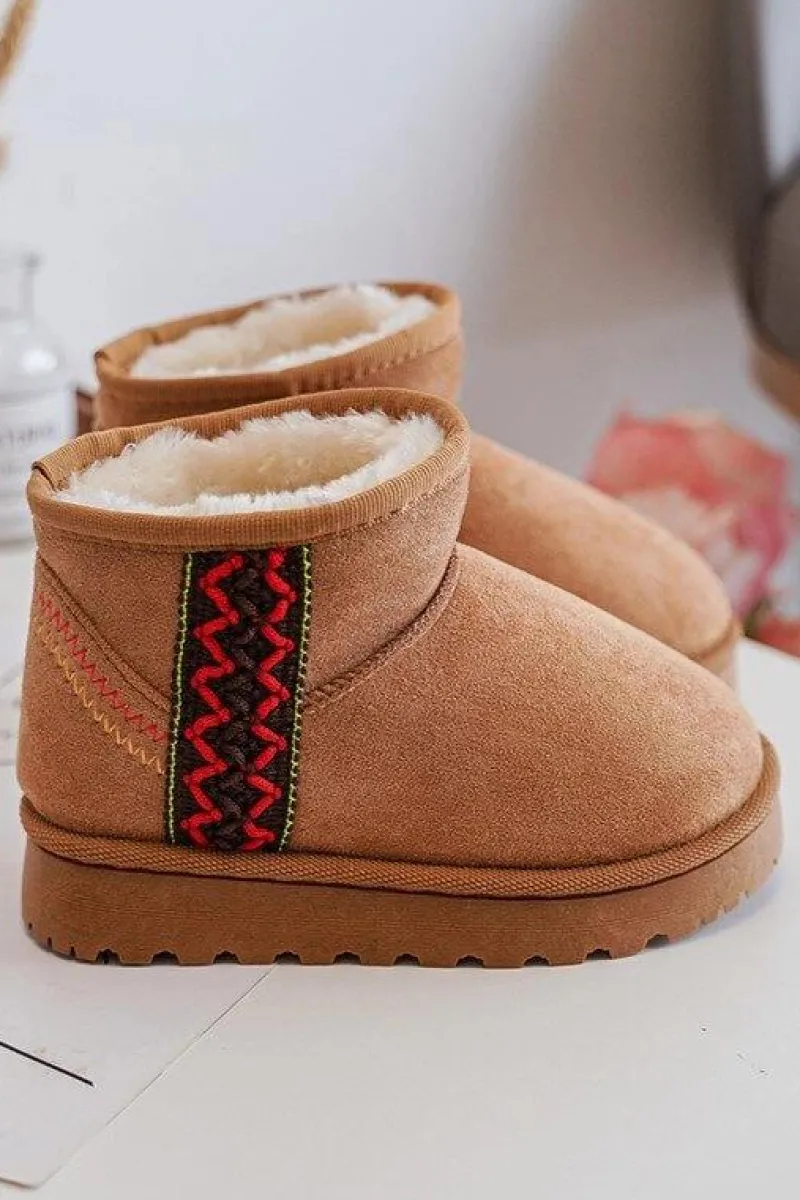 Dziewczęce|Dziewczęce>Boto Śniegowce Botki Ocieplane Dziecięce Camel Leonora Brązowy