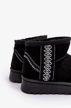 Clearance Śniegowce Botki Ocieplane Dziecięce Czarne Leonora Dzieci Dziewczęce|Dziewczęce