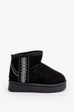 Clearance Śniegowce Botki Ocieplane Dziecięce Czarne Leonora Dzieci Dziewczęce|Dziewczęce