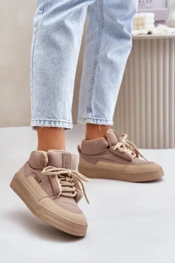 Best Śniegowce Damskie Big Star OO274A532 Beżowe Damskie Buty Sportowe Big Star|Śniegowce Damskie