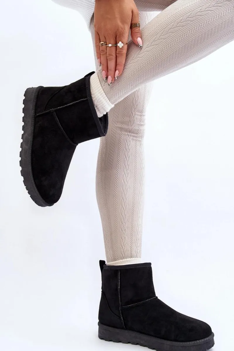 Boto Śniegowce Damskie Eko Zamszowe Czarne Enranta