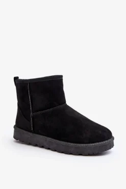 Boto Śniegowce Damskie Eko Zamszowe Czarne Enranta