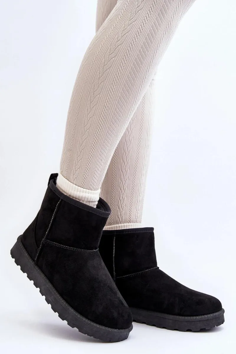 Boto Śniegowce Damskie Eko Zamszowe Czarne Enranta