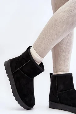 Boto Śniegowce Damskie Eko Zamszowe Czarne Enranta