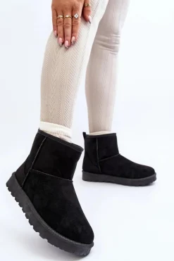 Boto Śniegowce Damskie Eko Zamszowe Czarne Enranta