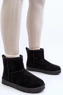 Boto Śniegowce Damskie Eko Zamszowe Czarne Enranta