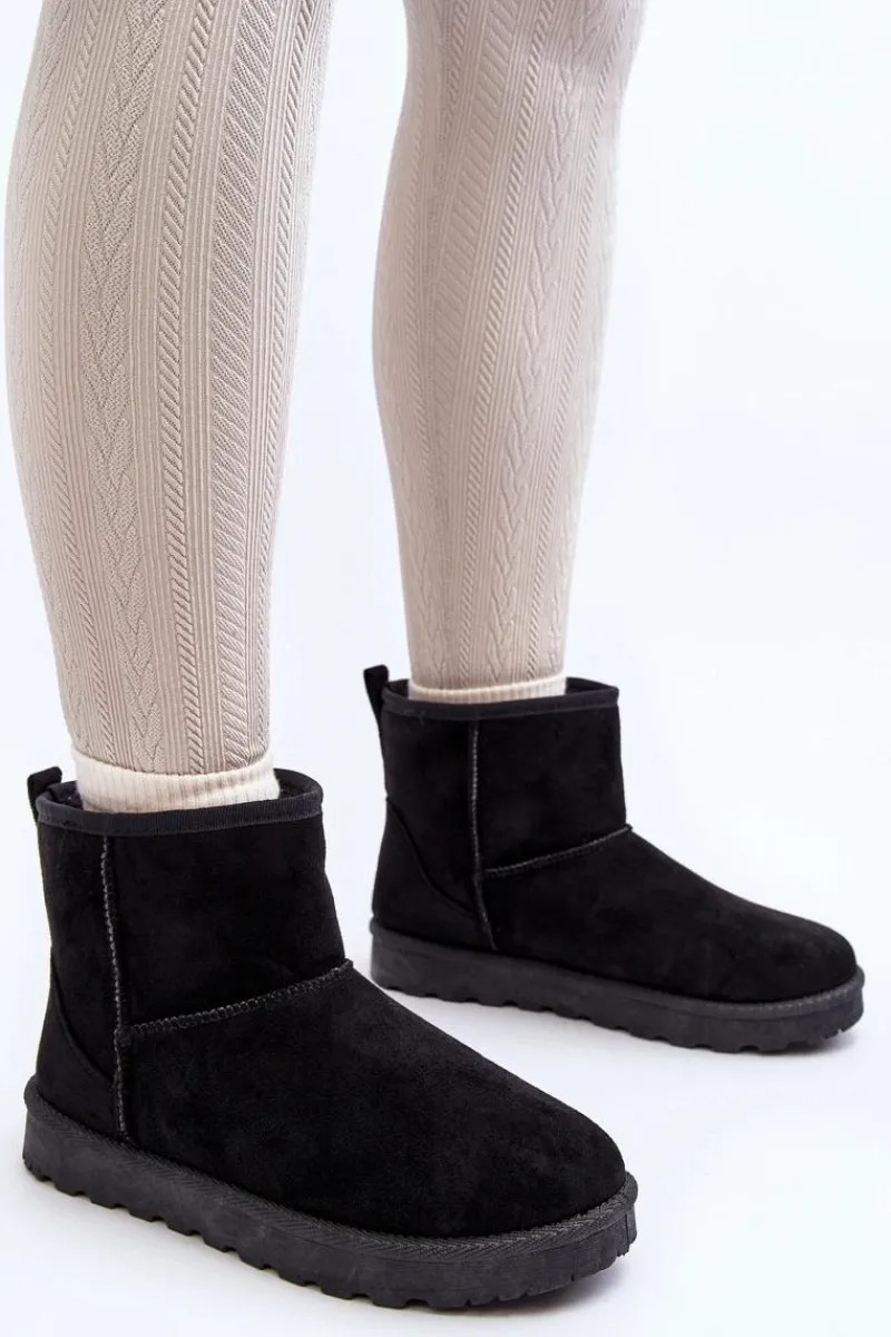 Boto Śniegowce Damskie Eko Zamszowe Czarne Enranta