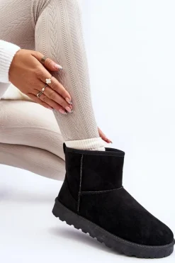 Boto Śniegowce Damskie Eko Zamszowe Czarne Enranta