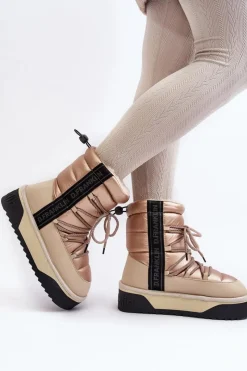 Discount D.Franklin Śniegowce Damskie Na Grubej Podeszwie Wegańskie DFSH371006 Beżowe Beżowy