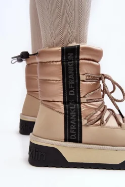 Discount D.Franklin Śniegowce Damskie Na Grubej Podeszwie Wegańskie DFSH371006 Beżowe Beżowy