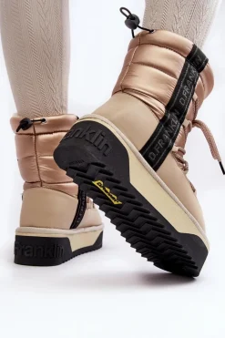 Discount D.Franklin Śniegowce Damskie Na Grubej Podeszwie Wegańskie DFSH371006 Beżowe Beżowy