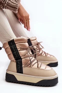 Discount D.Franklin Śniegowce Damskie Na Grubej Podeszwie Wegańskie DFSH371006 Beżowe Beżowy