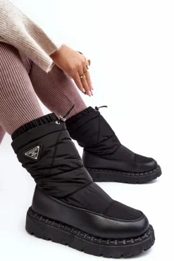 Śniegowce Damskie></noscript>Boto Śniegowce Damskie Na Grubej Podeszwie Czarne Lureta Czarny