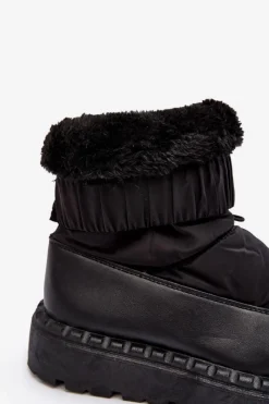 Śniegowce Damskie></noscript>Boto Śniegowce Damskie Na Grubej Podeszwie Czarne Lureta Czarny