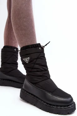 Śniegowce Damskie></noscript>Boto Śniegowce Damskie Na Grubej Podeszwie Czarne Lureta Czarny