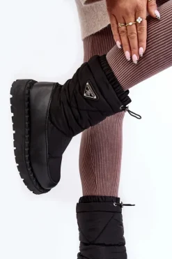 Śniegowce Damskie></noscript>Boto Śniegowce Damskie Na Grubej Podeszwie Czarne Lureta Czarny