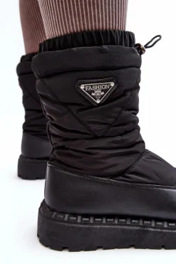 Śniegowce Damskie></noscript>Boto Śniegowce Damskie Na Grubej Podeszwie Czarne Lureta Czarny