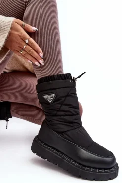 Śniegowce Damskie></noscript>Boto Śniegowce Damskie Na Grubej Podeszwie Czarne Lureta Czarny