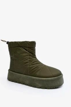 Śniegowce Damskie>Boto Śniegowce Damskie Na Masywnej Platformie Zielone Fionia