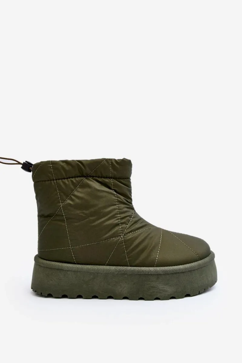 Śniegowce Damskie>Boto Śniegowce Damskie Na Masywnej Platformie Zielone Fionia