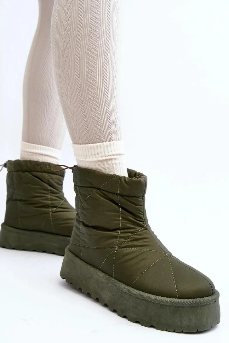 Śniegowce Damskie>Boto Śniegowce Damskie Na Masywnej Platformie Zielone Fionia