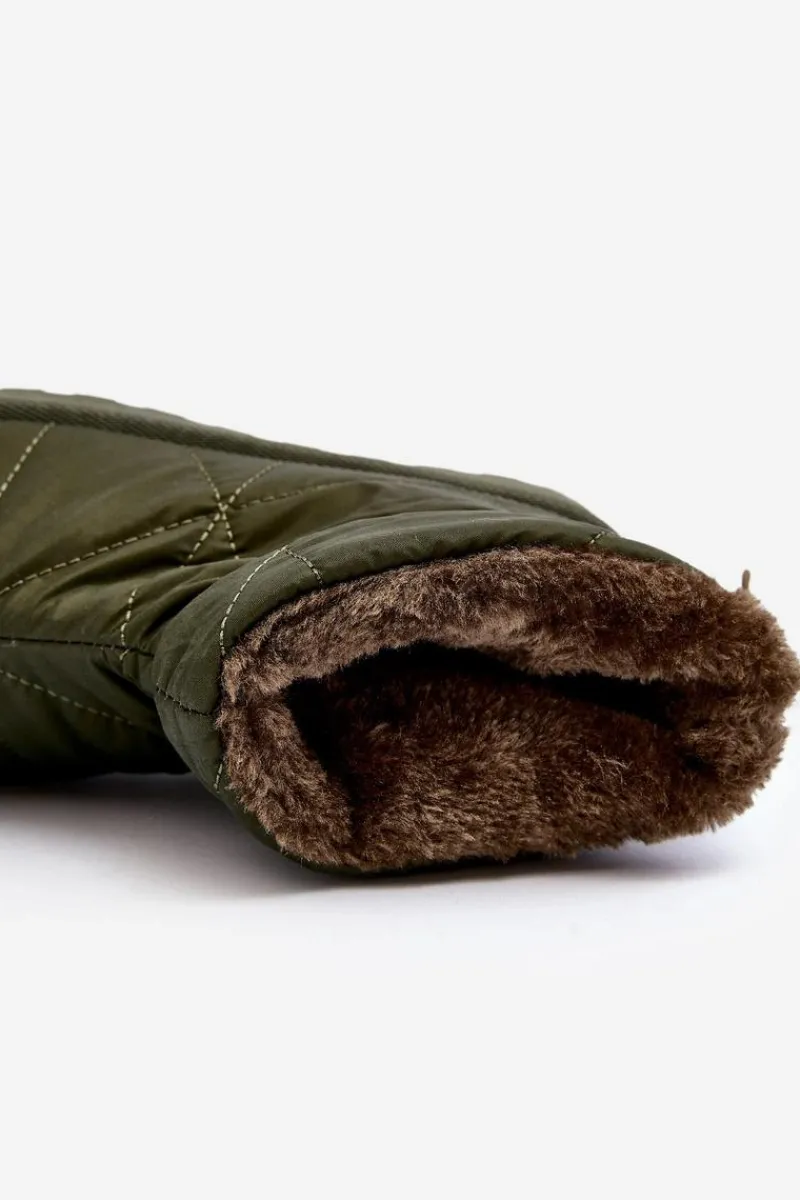 Śniegowce Damskie>Boto Śniegowce Damskie Na Masywnej Platformie Zielone Fionia