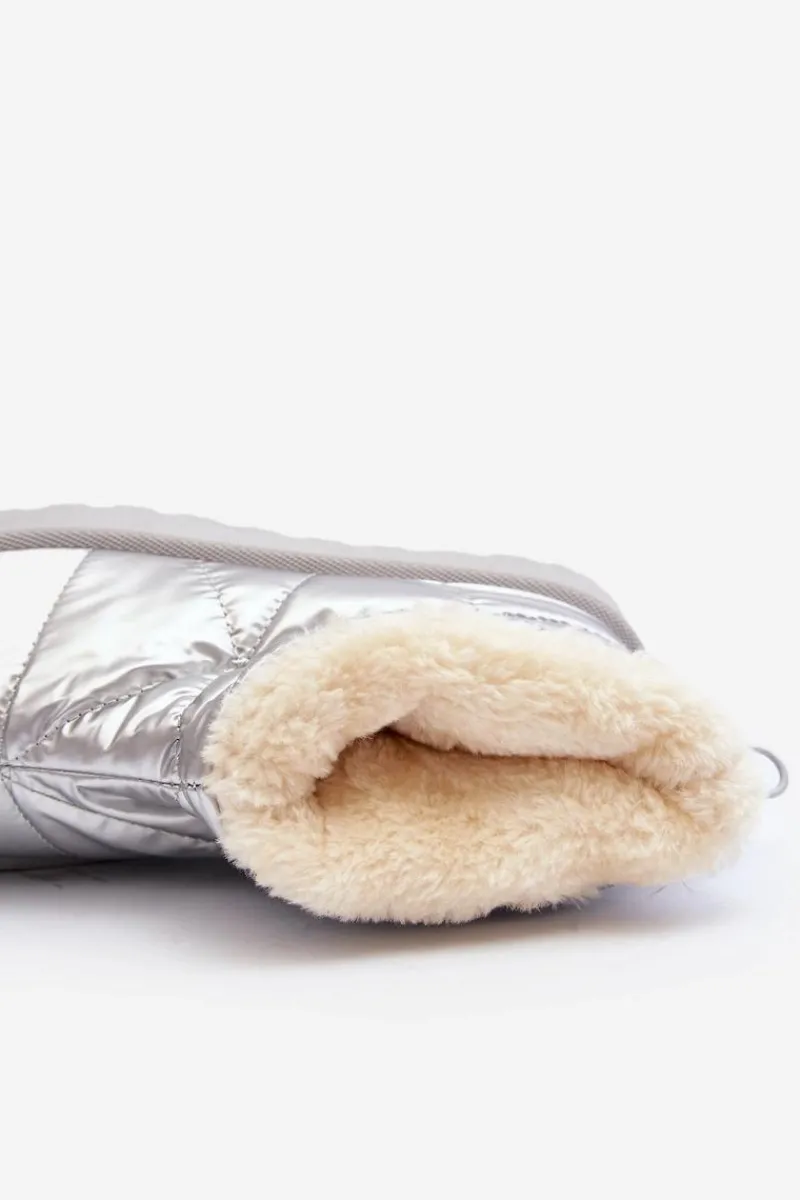 Śniegowce Damskie>Boto Śniegowce Damskie Na Masywnej Platformie Srebrne Fionia Srebrny